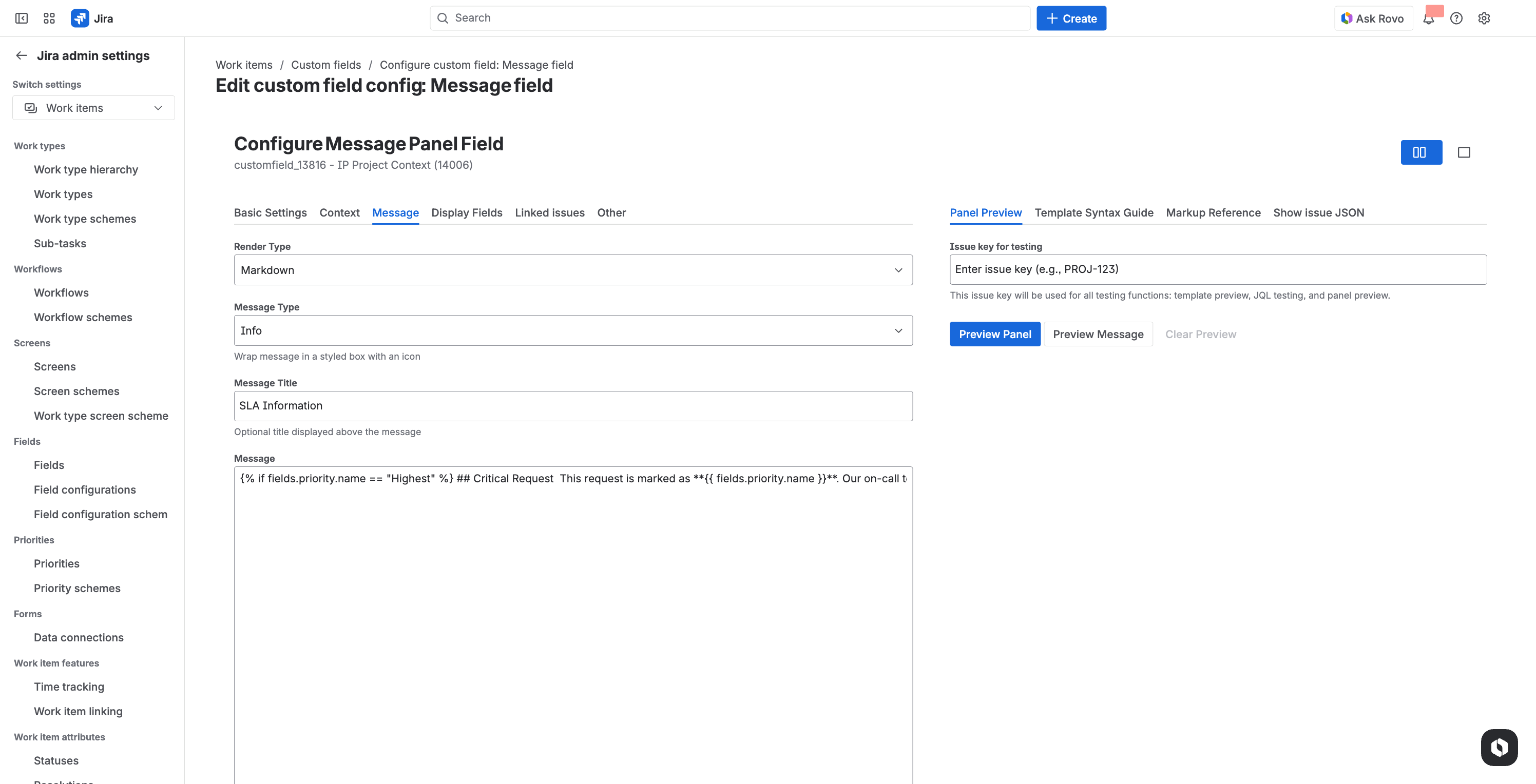 Custom field context configuration