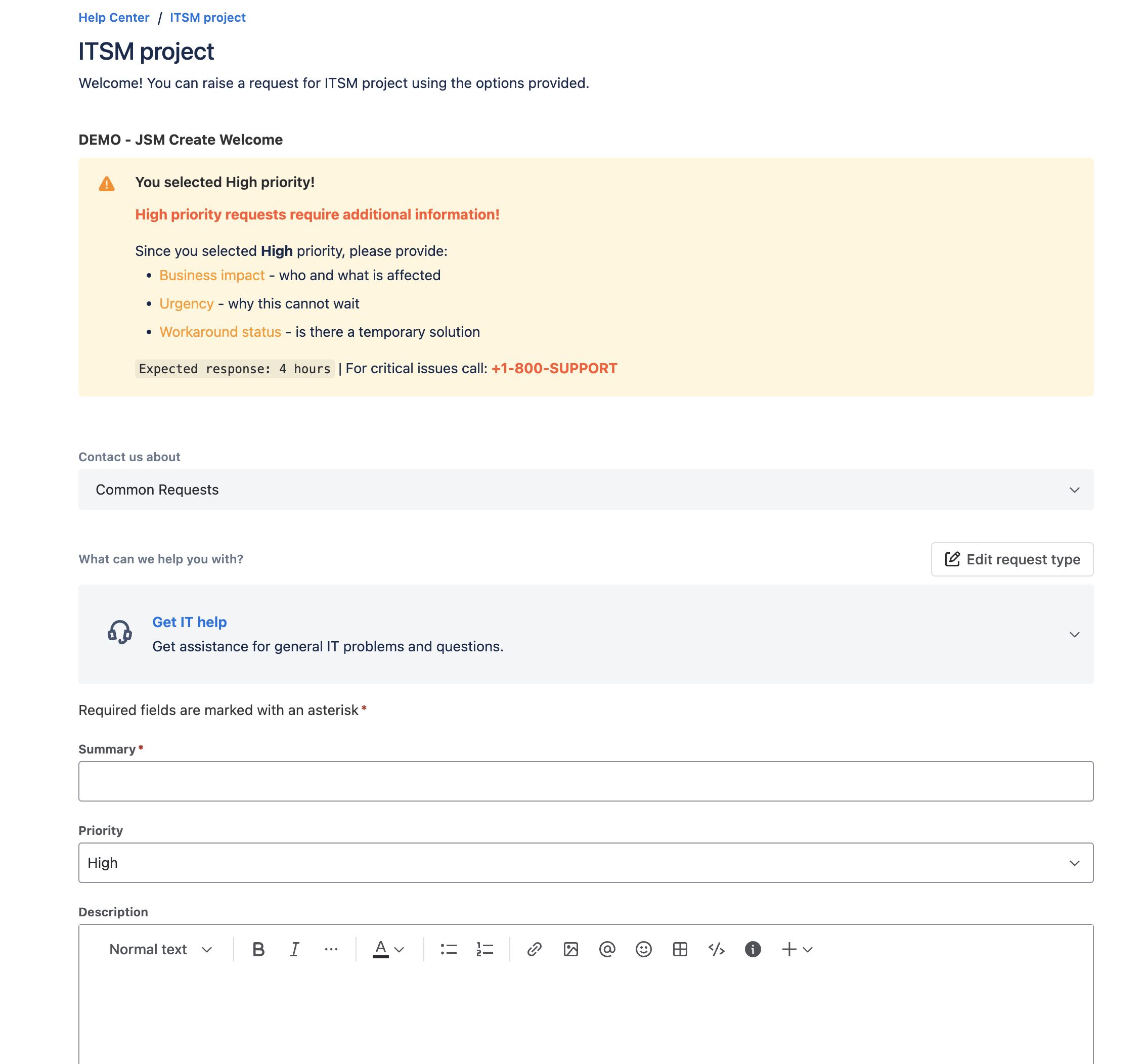 Priority Warning Example