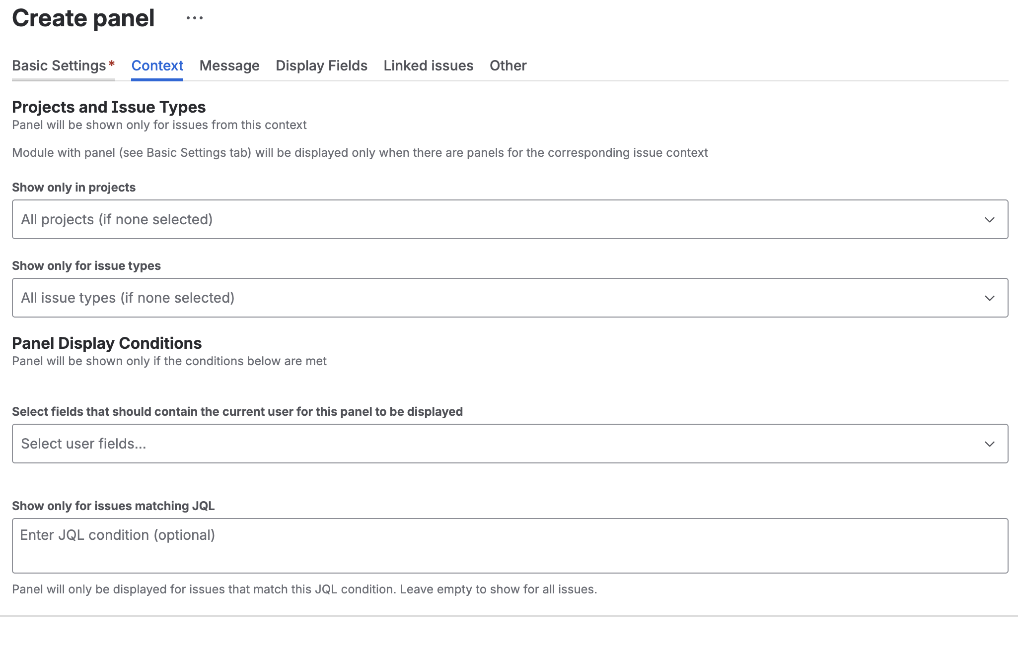 Context Settings Tab