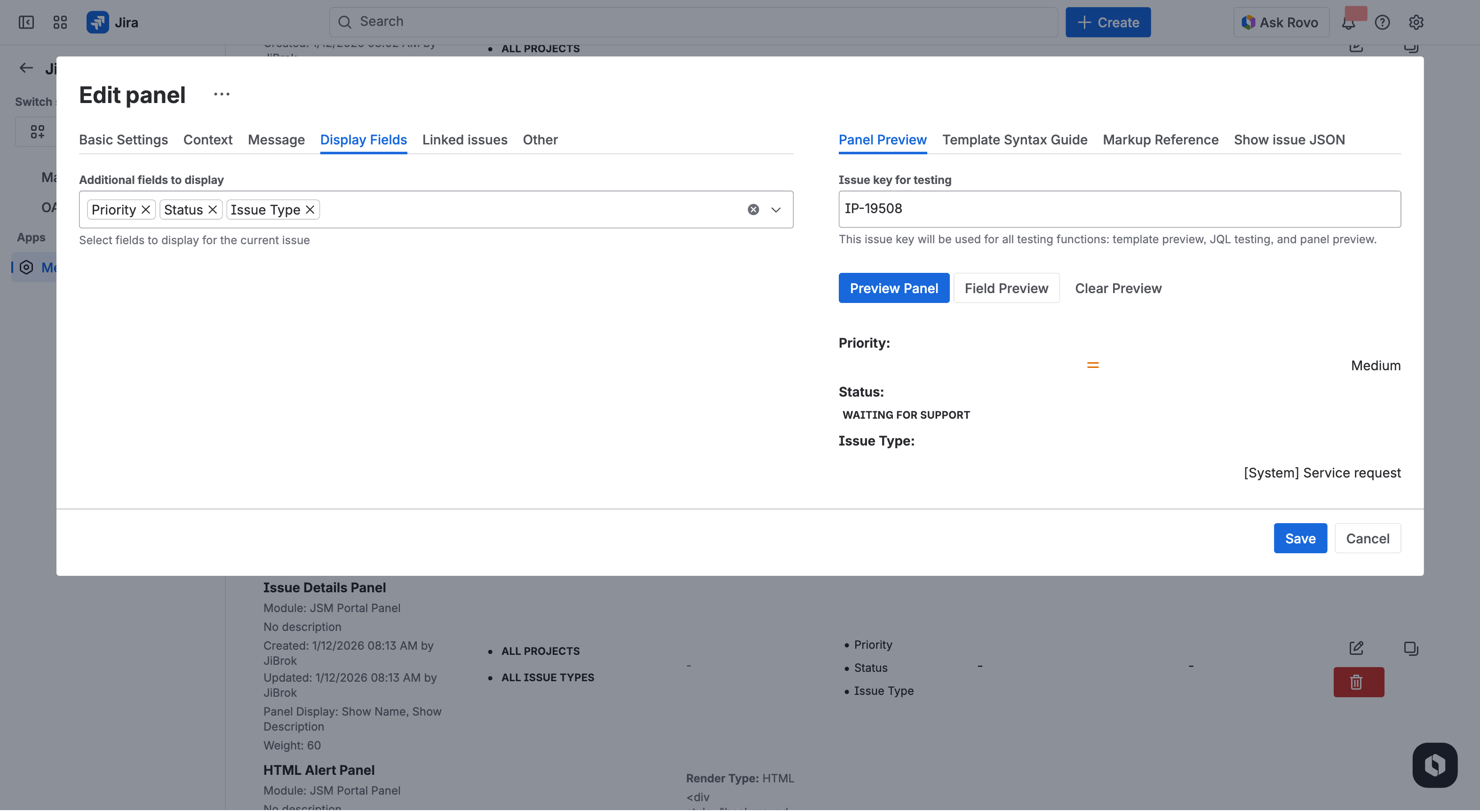 Display Fields Preview