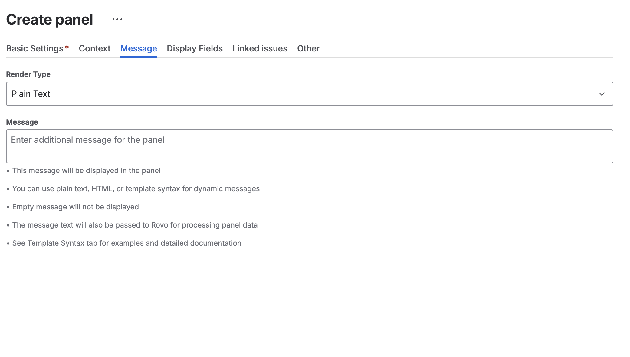 Message Settings Tab