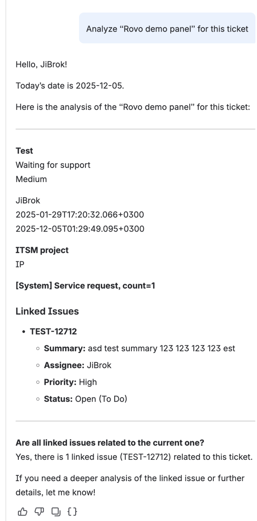 Agent Response Example