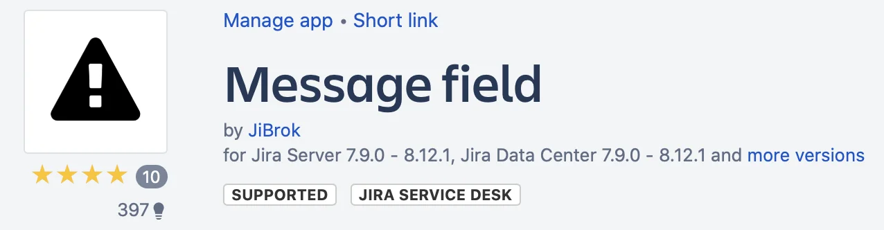 Message Field plugin on Atlassian Marketplace